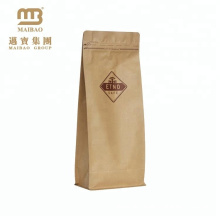 High Quality Cheap Prices Custom Coffee Packaging Zipper Design Side Gusset Block Bottom Brown Kraft Paper Bags